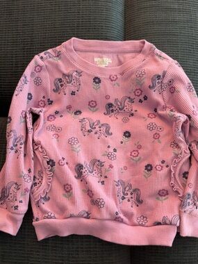 Garanimals Pink Unicorn & Floral Waffle-Knit Sweatshirt